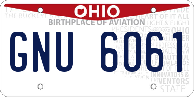 OH license plate GNU6061