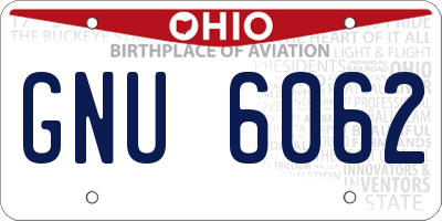 OH license plate GNU6062