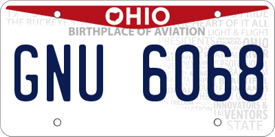 OH license plate GNU6068