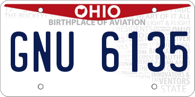 OH license plate GNU6135
