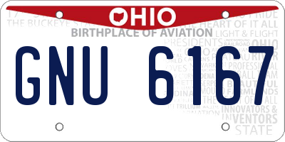 OH license plate GNU6167