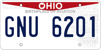 OH license plate GNU6201
