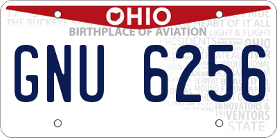 OH license plate GNU6256