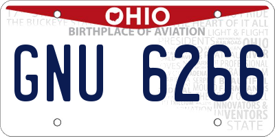 OH license plate GNU6266