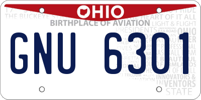 OH license plate GNU6301