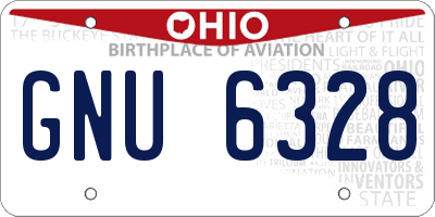 OH license plate GNU6328