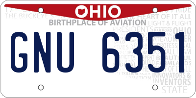 OH license plate GNU6351