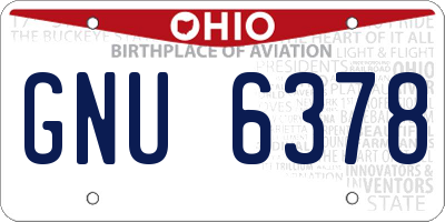 OH license plate GNU6378