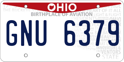 OH license plate GNU6379