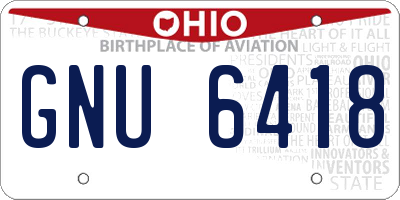 OH license plate GNU6418