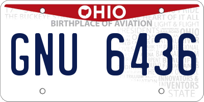OH license plate GNU6436