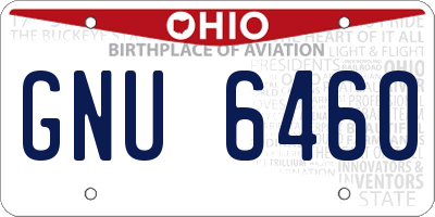 OH license plate GNU6460