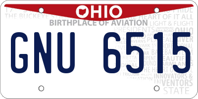 OH license plate GNU6515