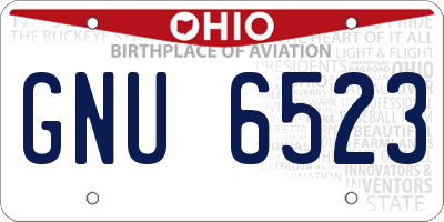 OH license plate GNU6523