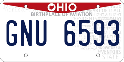 OH license plate GNU6593