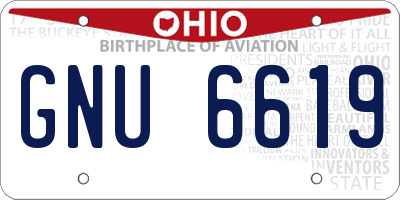 OH license plate GNU6619