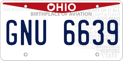 OH license plate GNU6639