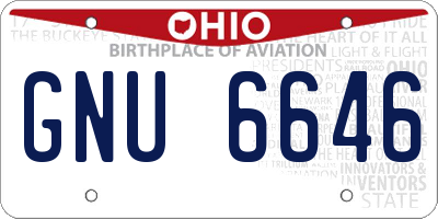 OH license plate GNU6646