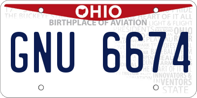 OH license plate GNU6674