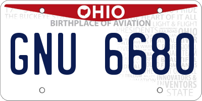 OH license plate GNU6680