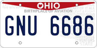 OH license plate GNU6686
