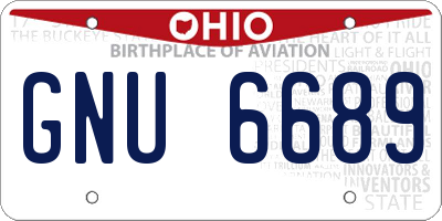 OH license plate GNU6689