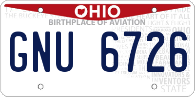 OH license plate GNU6726