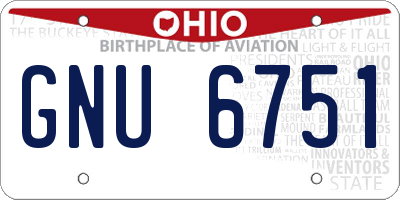 OH license plate GNU6751