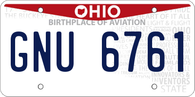OH license plate GNU6761