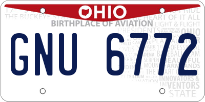 OH license plate GNU6772