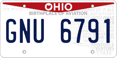 OH license plate GNU6791