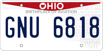 OH license plate GNU6818