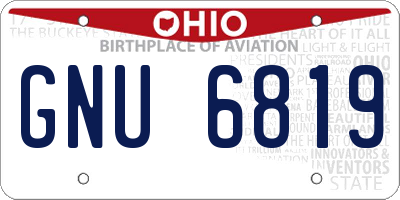 OH license plate GNU6819