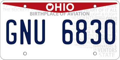 OH license plate GNU6830