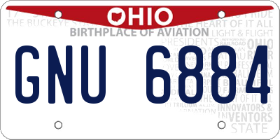 OH license plate GNU6884