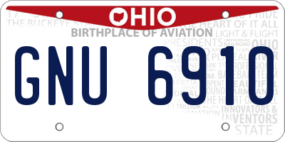 OH license plate GNU6910