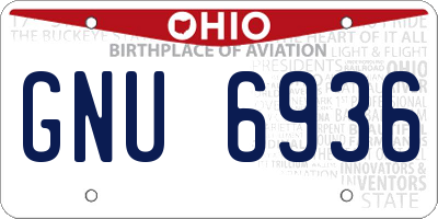 OH license plate GNU6936