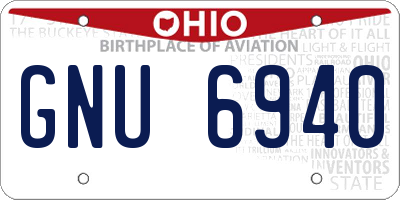 OH license plate GNU6940
