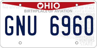 OH license plate GNU6960