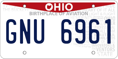 OH license plate GNU6961