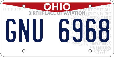 OH license plate GNU6968