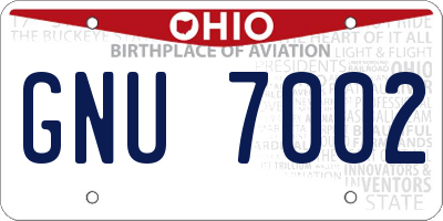 OH license plate GNU7002