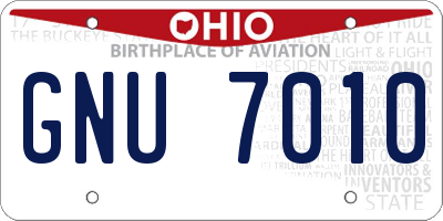 OH license plate GNU7010