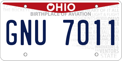 OH license plate GNU7011