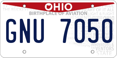 OH license plate GNU7050