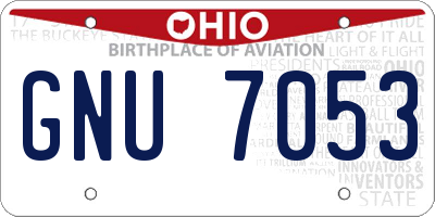 OH license plate GNU7053