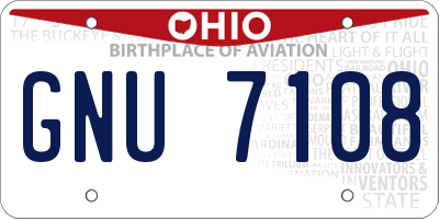 OH license plate GNU7108