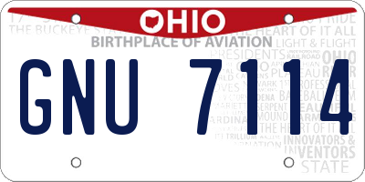 OH license plate GNU7114