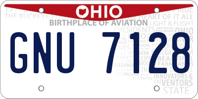 OH license plate GNU7128