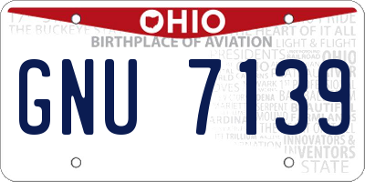 OH license plate GNU7139